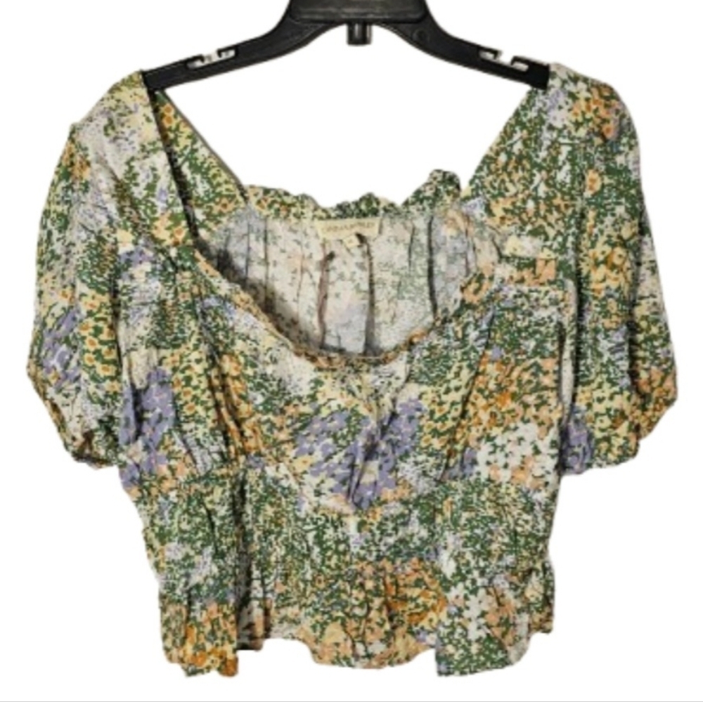 Cynthia Rowley Floral Puff Sleeve Top Rayon Women's Size Medium NWT